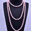 1920s Pearls Necklace Long Fake Pearls Necklace Retro Vintage Imitation Pearls Layered Necklace Pearl Strand Costume Jewelry for Women -Pink view 2