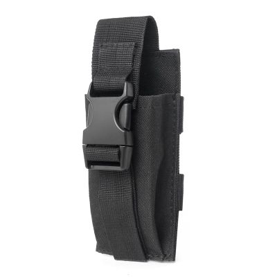 Azarxis Flashlinght Pouch Holster, Tactical Flashlight Torch Carry Case Belt Holder Molle Mini Folding Knife Bag (Black - Style B)