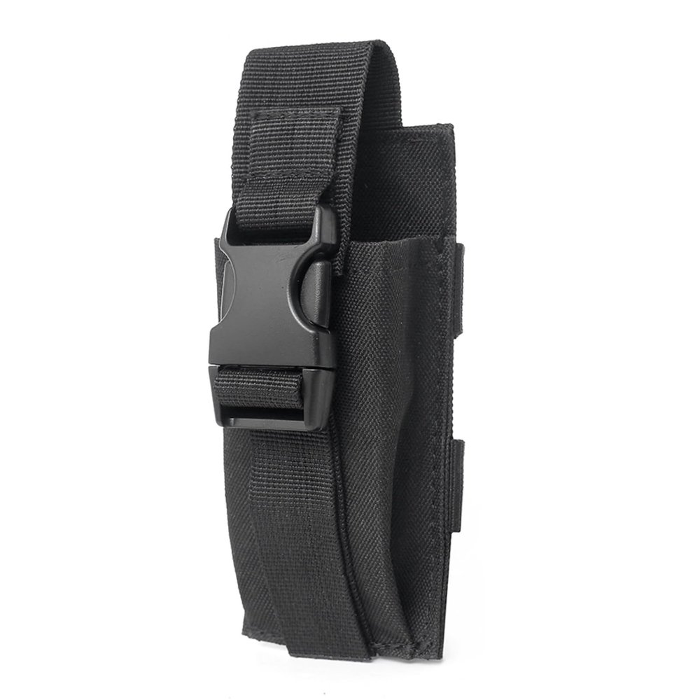 Azarxis Flashlinght Pouch Holster, Tactical Flashlight Torch Carry Case Belt Holder Molle Mini Folding Knife Bag (Black - Style B)