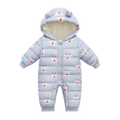 Warm Down Romper Coat Padded Jacket Girls Snow Hooded Baby Infant Outwear Jumpsuit Boys Snowsuit (Grey, 6-12 Months)