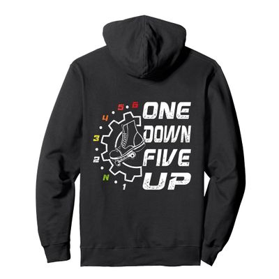 Cool 1 Down 5 up Motorcycle With Shift Pattern Graphic Pullover Hoodie