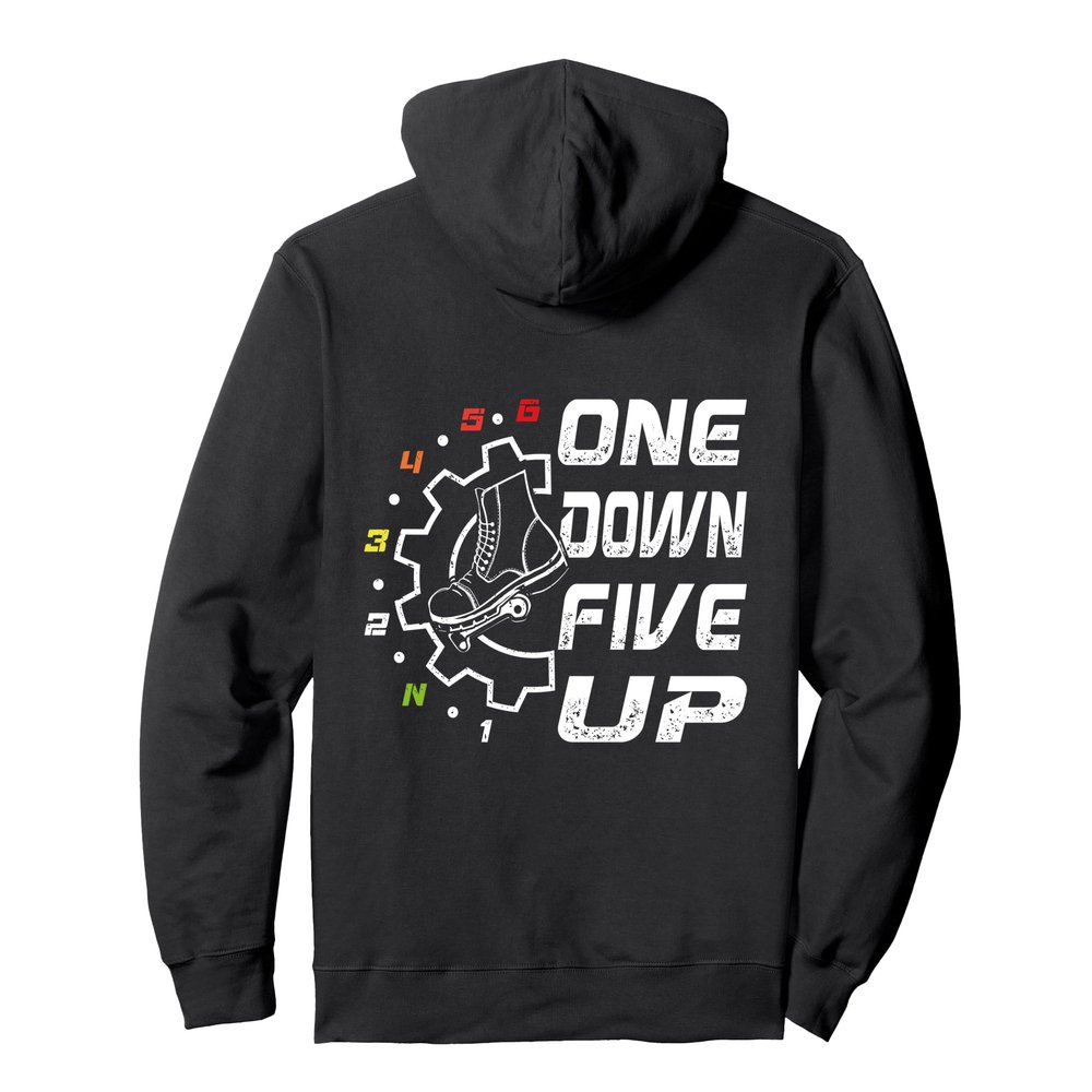 Cool 1 Down 5 up Motorcycle With Shift Pattern Graphic Pullover Hoodie
