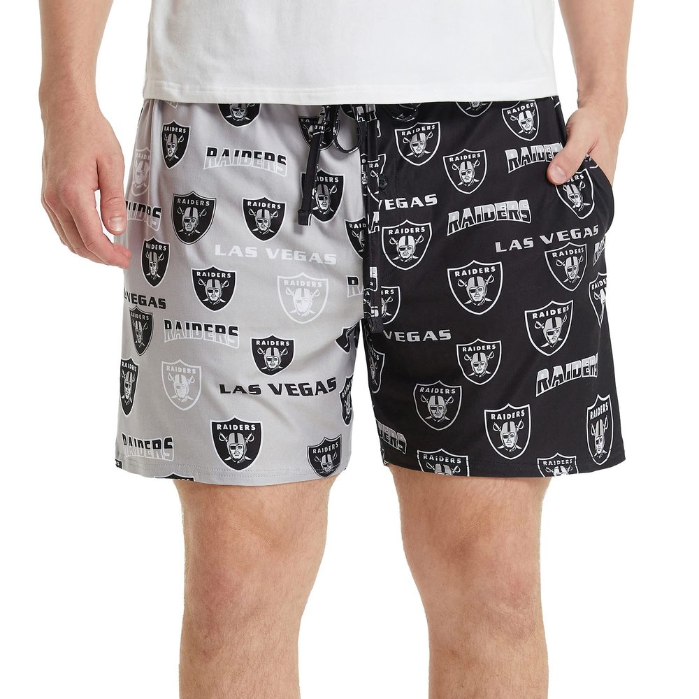 Concepts Sport Men's Black/Gray Las Vegas Raiders Breakthrough AOP Knit Split Shorts