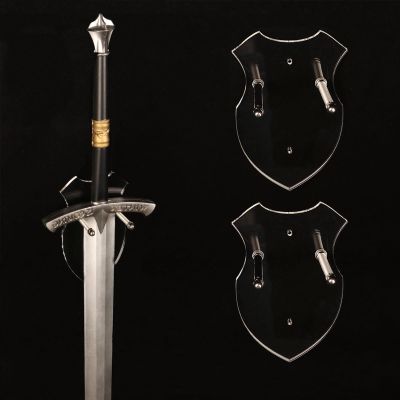 WANLIAN Sword Stand Sword Hook Wall Hook Display Stand Single Sword Vertical Wall Mount Universal Sword Stand Wall Mount Display Stand For Sword Axe Anime Sword (Transparent 2 packs)