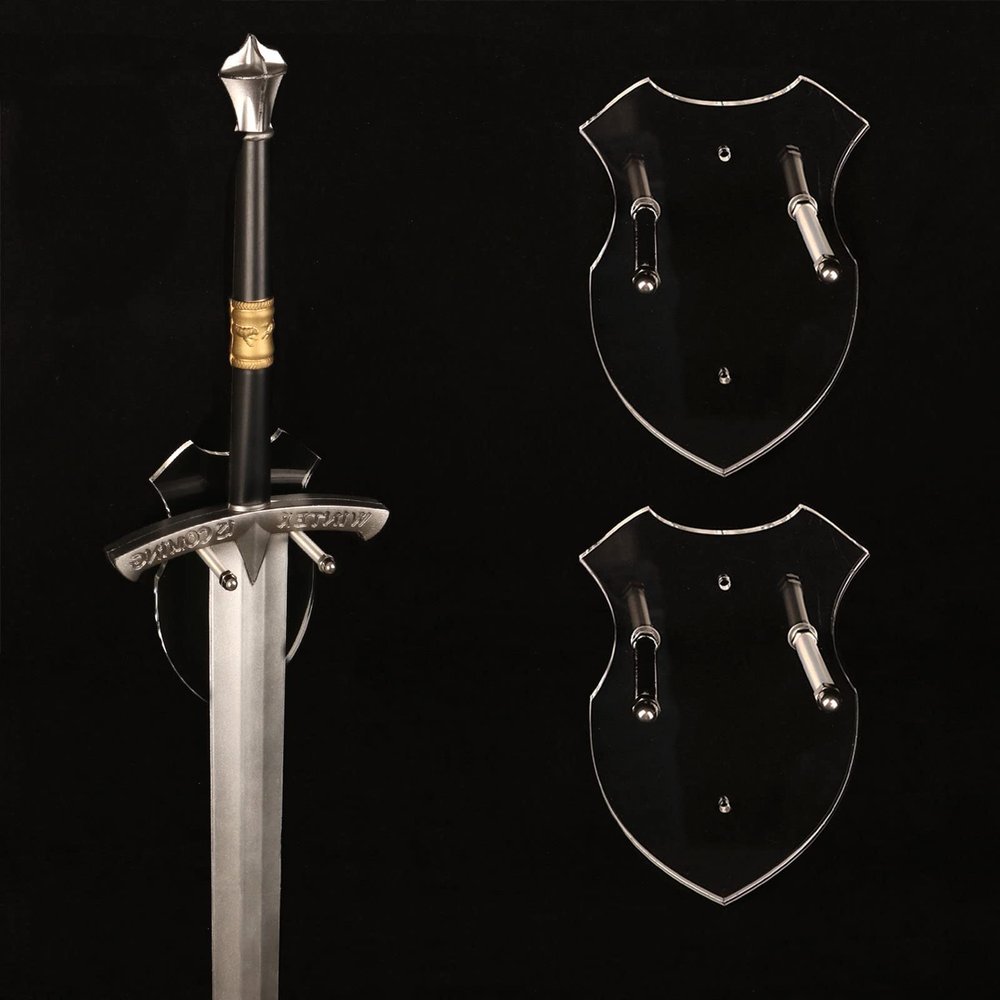 WANLIAN Sword Stand Sword Hook Wall Hook Display Stand Single Sword Vertical Wall Mount Universal Sword Stand Wall Mount Display Stand For Sword Axe Anime Sword (Transparent 2 packs)