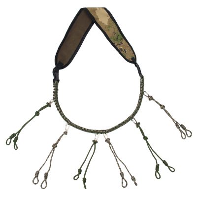 Windspeed Duck Call Lanyard, Hand Braided Paracord Game Call Lanyard with 12 Adjustable Loops and 6 Buckles, Military Grade Hunting Whistle Sling for Outdoor Predator (Green)