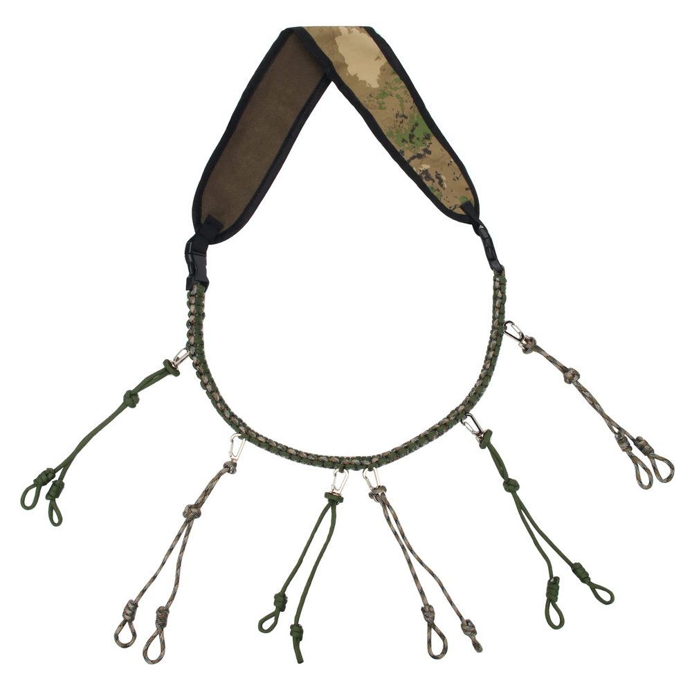 Windspeed Duck Call Lanyard, Hand Braided Paracord Game Call Lanyard with 12 Adjustable Loops and 6 Buckles, Military Grade Hunting Whistle Sling for Outdoor Predator (Green)