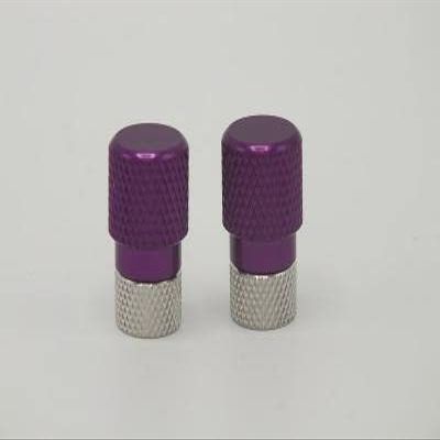 Anodized Aluminum Alloy Schrader/Presta Valve Cap Set (Purple)
