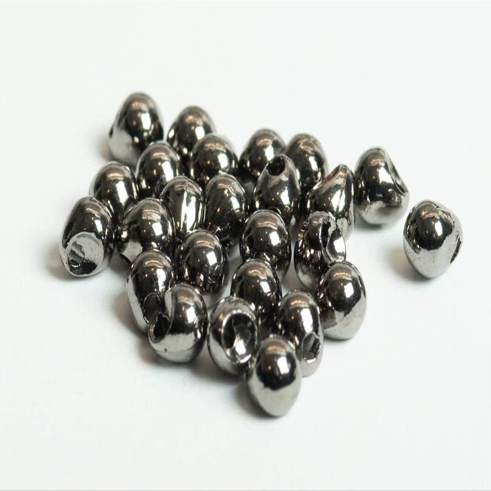 Blue Wing Olive Offset Tungsten Bead for Fly Tying - 100 Pack (Black Nickel, 3.8 mm (5/32'))