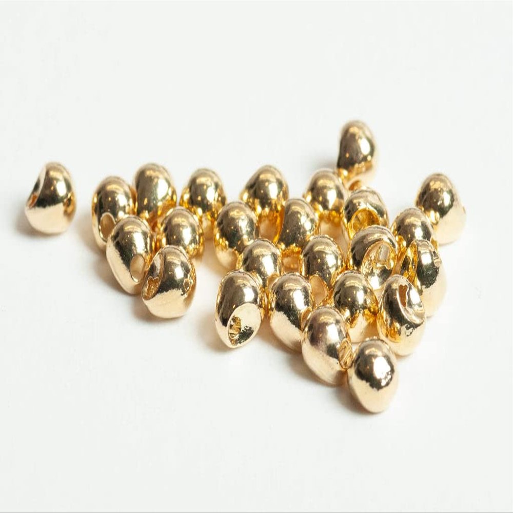 Blue Wing Olive Offset Tungsten Bead for Fly Tying - 100 Pack (Gold, 3.2 mm (1/8'))