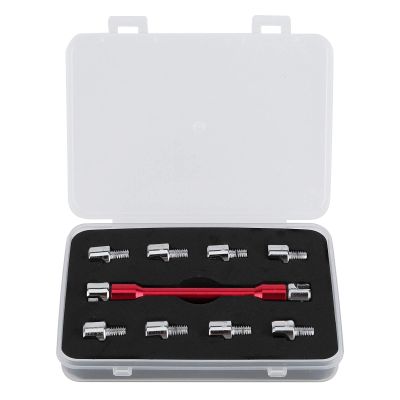 Motorcycle Spoke Wrench, Universal Motorbike Wheel Spoke Wrench CNC Spanner Kit Tire Repair Tool with Storage Box for Motorcycle Motorbike Dirt Bike(C (red))