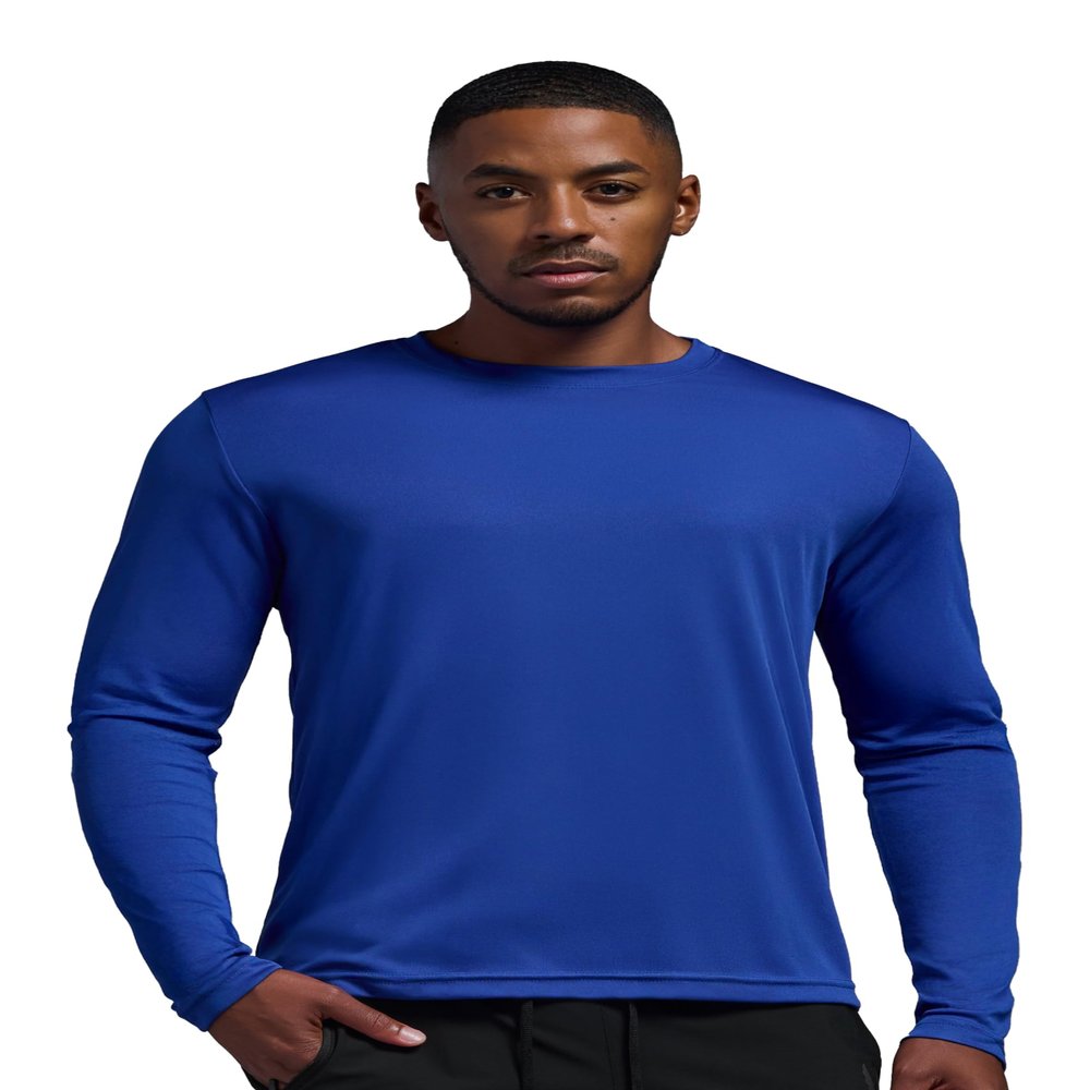 Expert Brand USA-Made Men's Drimax Dry Fit Athletic Long Sleeve Shirt, Royal Blue, 2XL