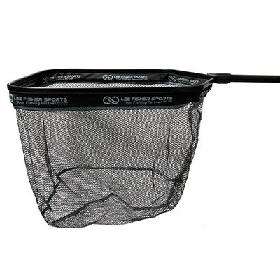 Lee Fisher Sports-Floating Landing net 18"x22" Hoop, 14" Deep, 18" Handle for Steelhead, Salmon, Fly, Kayak, Bass, Trout Fishing, Rubber Coated Net, Compact & Foldable