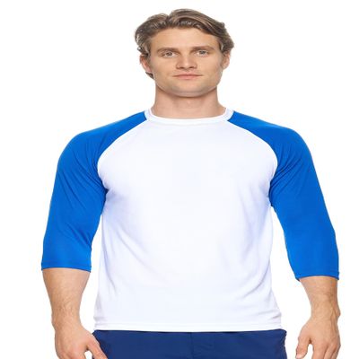 Expert Brand USA-Made Men's Drimax Dry Fit Raglan Baseball Athletic Shirt White/Royal Blue