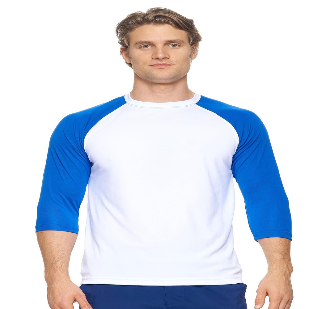 Expert Brand USA-Made Men's Drimax Dry Fit Raglan Baseball Athletic Shirt White/Royal Blue