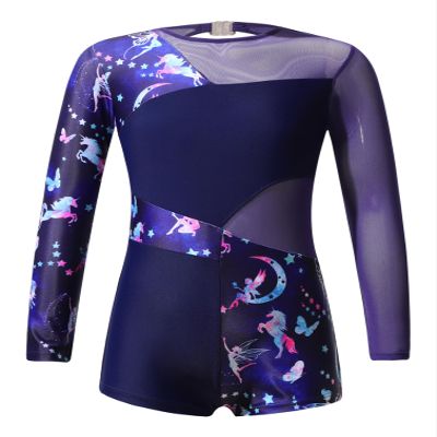Sxiwei Kids Girls Long Sleeve Gymnastics Leotard Ballet Dance Bodysuit Boyleg Short Unitard Biketard Navy Blue 10 Years