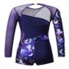 Sxiwei Kids Girls Long Sleeve Gymnastics Leotard Ballet Dance Bodysuit Boyleg Short Unitard Biketard Navy Blue 10 Years view 2