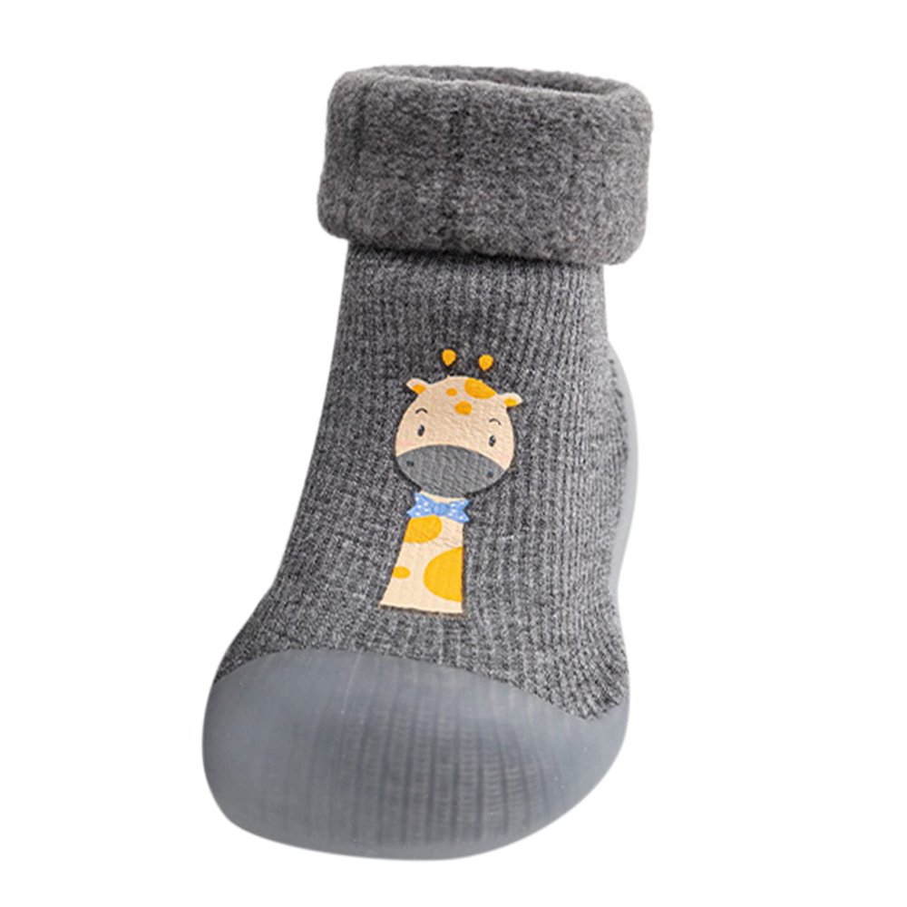 Kids Baby Slipper Boys Stocking Girls Rubber Knit Warm Soft Solid Shoes Toddler Socks Black Dress Shoes for Girls (Grey, 18-19)