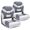 SUNDGORA Premium Marine Low Back Folding Boat Seat,Stainless Steel Screws Included,Light Grey/Charcoal(2 Seats) view 1