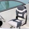 SUNDGORA Premium Marine Low Back Folding Boat Seat,Stainless Steel Screws Included,Light Grey/Charcoal(2 Seats) view 2