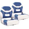 SUNDGORA Premium Marine Low Back Folding Boat Seat,Stainless Steel Screws Included,White/Pacific Blue(2 Seats) view 1