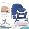 SUNDGORA Premium Marine Low Back Folding Boat Seat,Stainless Steel Screws Included,White/Pacific Blue(2 Seats) view 2