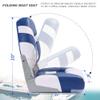 SUNDGORA Premium Marine Low Back Folding Boat Seat,Stainless Steel Screws Included,White/Pacific Blue(2 Seats) view 3