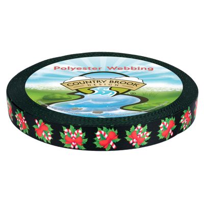Country Brook Design - Black Candy Cane Photo Quality Polyester (1 Inch, 50 Yards)
