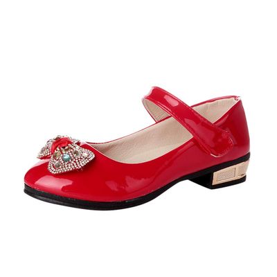 Infant Crystal Princess Shoes Kids Sandals Bowknot Girls Single Baby Shoes Slippers for Toddler Girls (Red, 9-9.5 Years Little Kid)