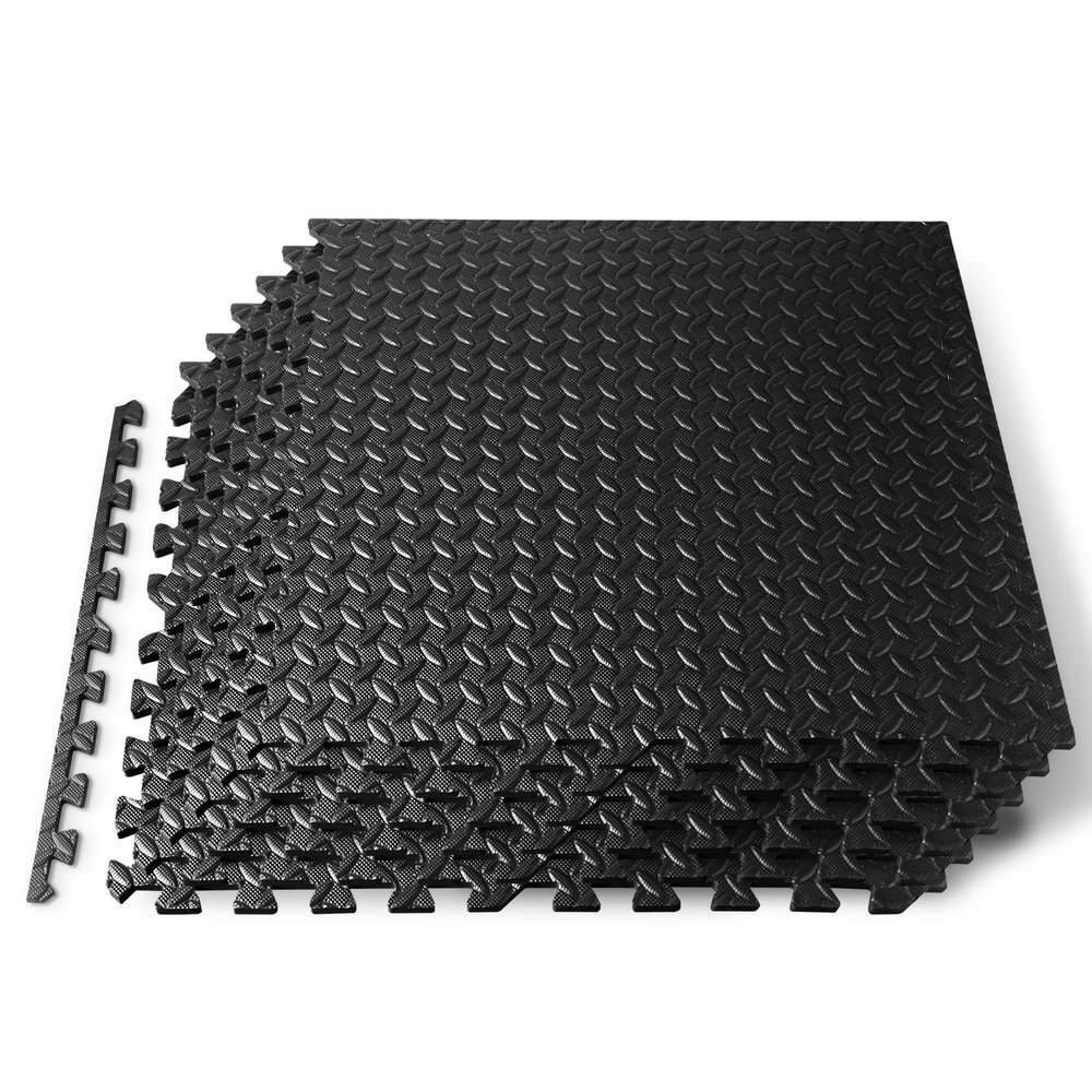 SQUATZ Thick Puzzle Exercise Mat Foam Interlocking Tiles Protect Floors from Gym Equipment Exercise, Durable Non-Skid, Kid Baby Family Safe Easy to Assemble, 24 x 24 inch, 6 Tiles, Black