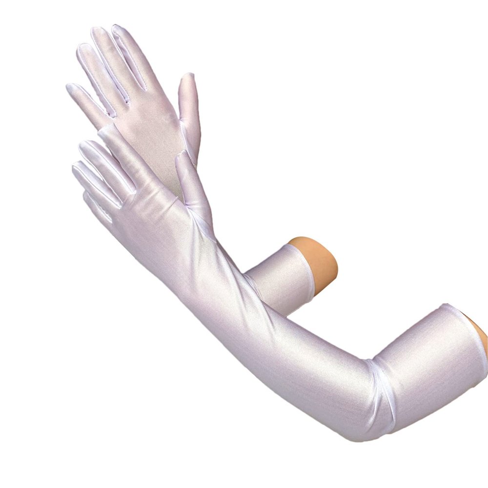 COSFAN Women Sun Protective Gloves Long Sunblock Full Finger Gloves Driving Glove UV Protection Arm Sleeves for Summer Supplies (White)