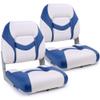 SUNDGORA Premium Marine Low Back Folding Boat Seat,Stainless Steel Screws Included,White/Pacific Blue(2 Seats) view 1