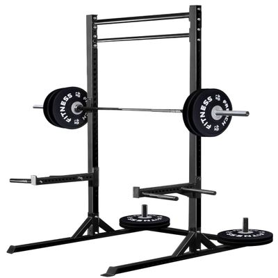 French Fitness R6 Cross Training Squat Stand  Heavy-Duty Steel Frame, Pull-Up Bar, Barbell Hooks, 880 lb Capacity, Multi-Function Rack for Home, Office, and Gym Workouts