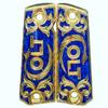 Grips for Colt 1911 Gun Logo Colt with 24k Gold Plated with Blue Resin Includes Screws view 1