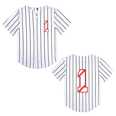 BAICAIYU Toddler 1st Birthday Baseball Jersey Casual Slim Fit T-Shirt Wear with Fashionable V-Neck Button Shirt