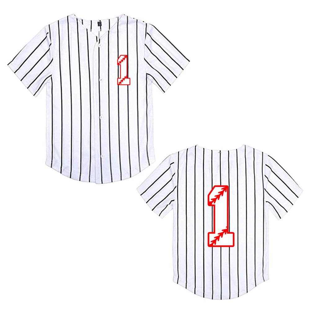 BAICAIYU Toddler 1st Birthday Baseball Jersey Casual Slim Fit T-Shirt Wear with Fashionable V-Neck Button Shirt
