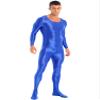 YiZYiF Men's Oil Shiny Tights Transparent Bodysuit Glossy Swimming Sports Yoga Suit Underwear Blue X-Large view 3