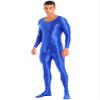 YiZYiF Men's Oil Shiny Tights Transparent Bodysuit Glossy Swimming Sports Yoga Suit Underwear Blue X-Large view 4