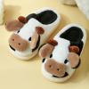 Kids Shoes House Slippers Bedroom Home Slippers Cartoon Cow Cotton Slippers Winter Indoor Slipper Socks for Toddlers (Black, 11-11.5 Years Big Kids) view 3