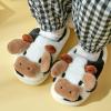 Kids Shoes House Slippers Bedroom Home Slippers Cartoon Cow Cotton Slippers Winter Indoor Slipper Socks for Toddlers (Black, 11-11.5 Years Big Kids) view 4