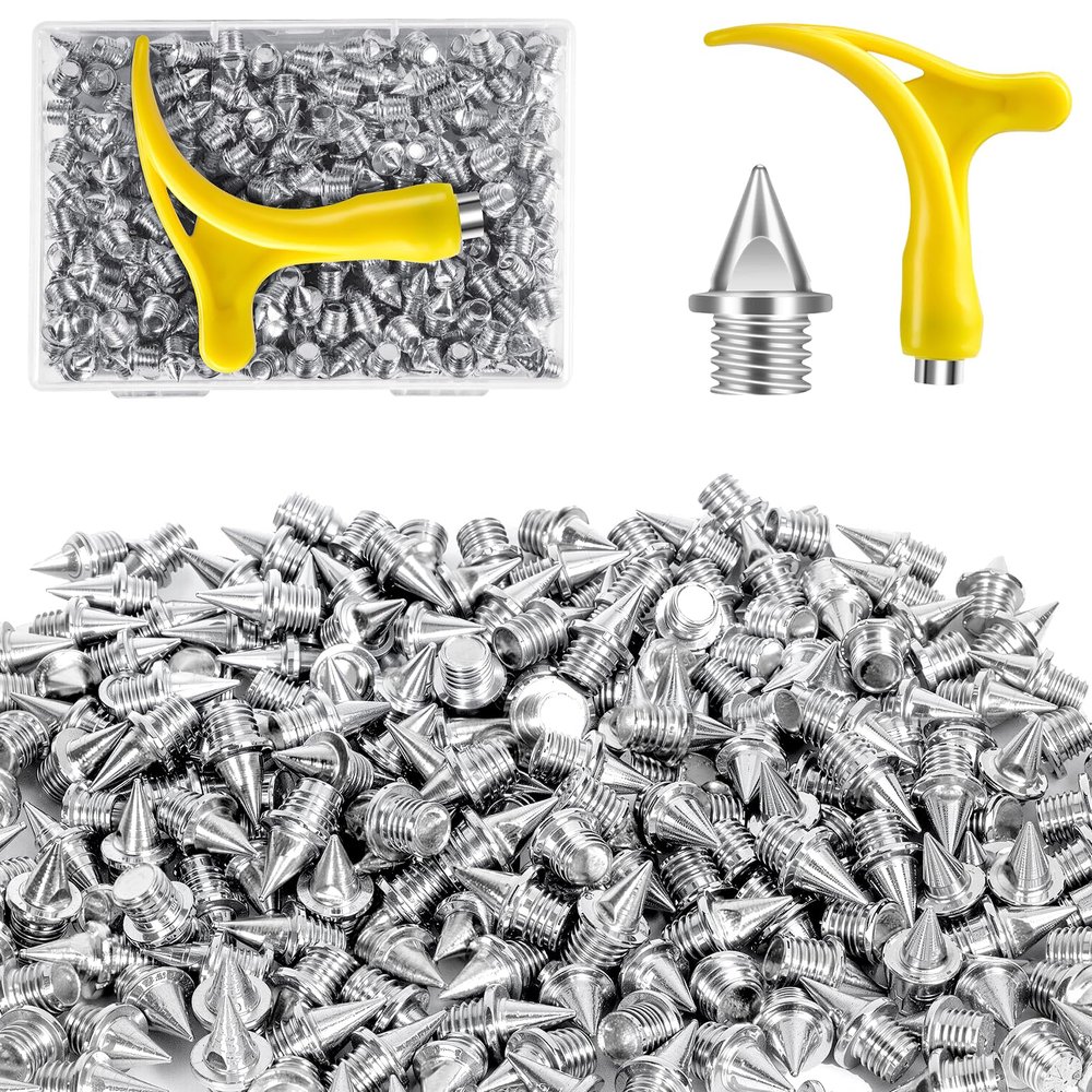 1/4 Inch Track Spikes,220pcs Stainless Steel Pyramid Shoe Spikes with Spike Wrench for Track and Cross Country,Replacement Spike for Sprint Sports Short Running Shoes