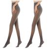 2PCS Womens Winter Tights Fleece Lined Warm Leggings Thick Thermal Velvet Tights Fake Translucent Slim Stretch Pantyhose (Black, 200g(with Velvet)) view 1