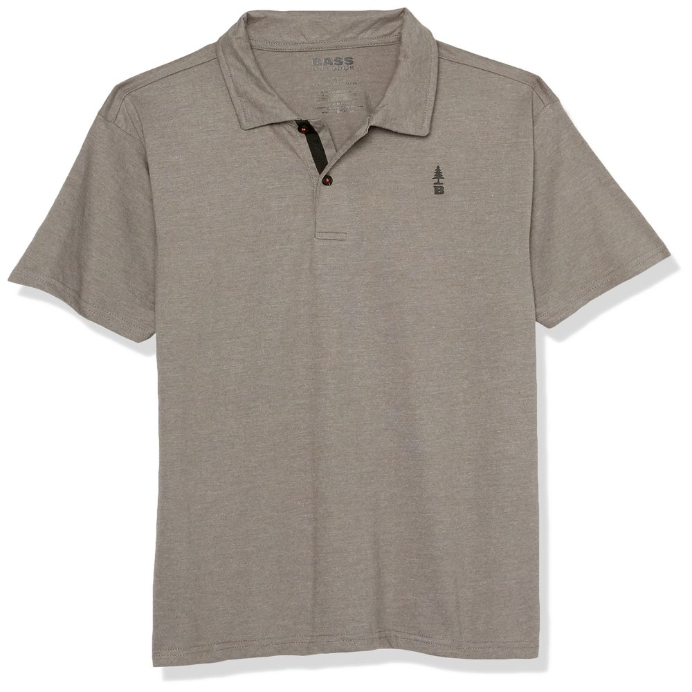Bass Outdoor Boys' Short Sleeve Solid Polo, Gargoyle Heather, L14/16