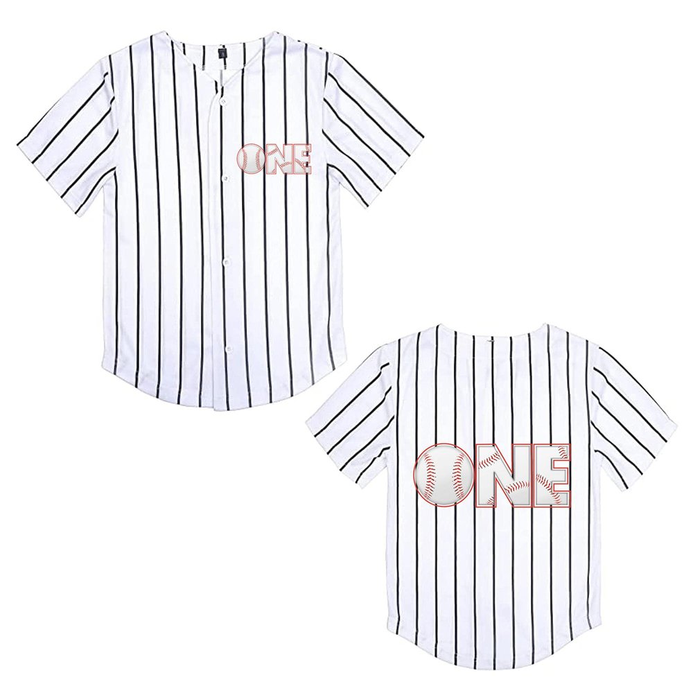 BAICAIYU Toddler 1st Birthday Baseball Jersey Casual Slim Fit T-Shirt Wear with Fashionable V-Neck Button Shirt