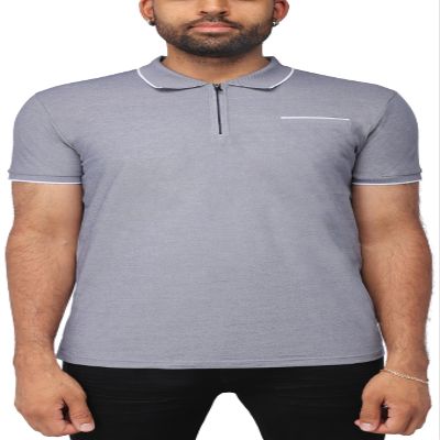 X RAY Men's Polo Shirts Short Sleeve W/Quarter Zipper & Pocket, Slim Performance Stretch Cotton Golf Polos for Men, Light Navy, X-Large