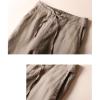 Maiyifu-GJ Women's Linen Cropped Wide Leg Pants High Elastic Waist Long Cropped Trousers Stretch Straight Summer Casual Pant (Brown,X-Large) view 2