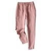 Maiyifu-GJ Women's Linen Cropped Wide Leg Pants High Elastic Waist Long Cropped Trousers Stretch Straight Summer Casual Pant (Pink,4X-Large) view 1