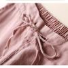 Maiyifu-GJ Women's Linen Cropped Wide Leg Pants High Elastic Waist Long Cropped Trousers Stretch Straight Summer Casual Pant (Pink,4X-Large) view 2