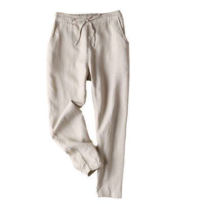 Maiyifu-GJ Women's Linen Cropped Wide Leg Pants High Elastic Waist Long Cropped Trousers Stretch Straight Summer Casual Pant (Apricot,5X-Large)