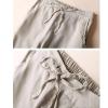 Maiyifu-GJ Women's Linen Cropped Wide Leg Pants High Elastic Waist Long Cropped Trousers Stretch Straight Summer Casual Pant (Apricot,5X-Large) view 2